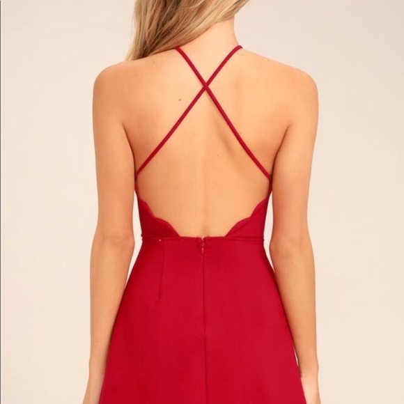 Lulu’s Red Scalloped Dress - Picture 5 of 5